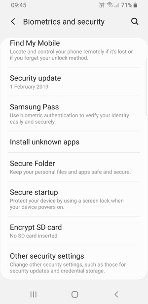 Scroll to and select Other security settings