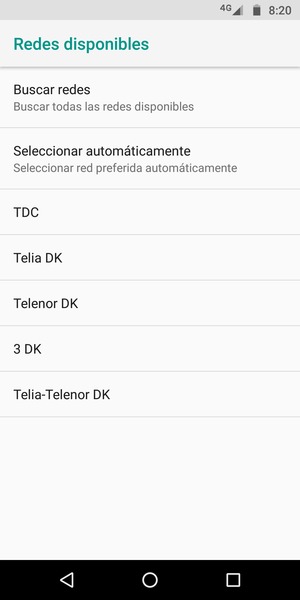 Seleccione un operador de red de la lista