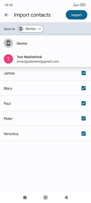 Select your Google account