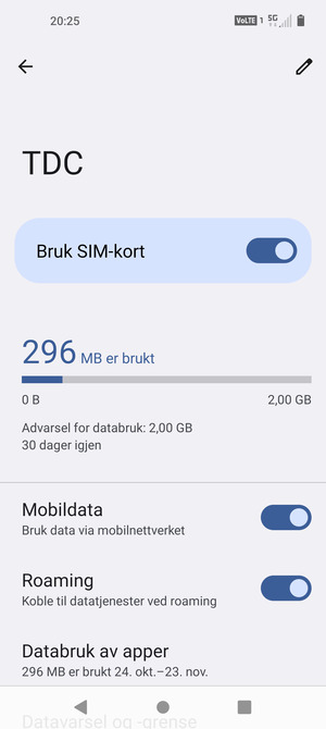Slå Roaming på eller av
