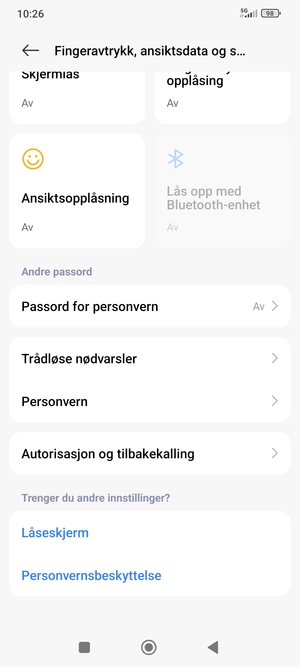 Bla til og velg Personvern
