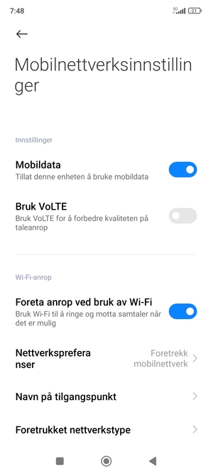 Velg Navn på tilgangspunkt
