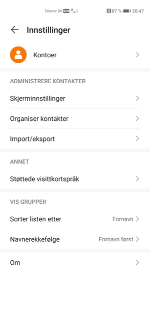 Velg Import/eksport