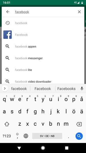 Ange app-namnet och välj Sök