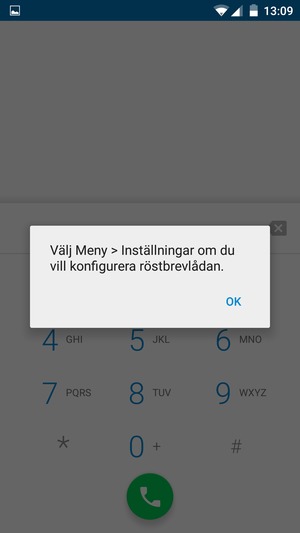 Om din röstbrevlåda inte är installerad, välj OK