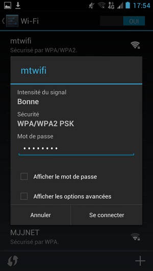 Saisissez le mot de passe du Wi-Fi et sélectionnez Se connecter