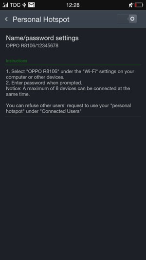 Select Name/password settings