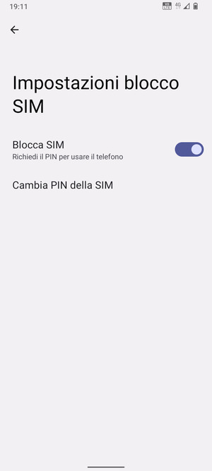 Seleziona  Cambia PIN della SIM