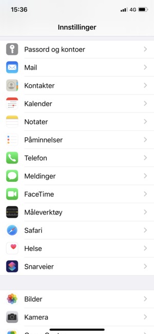 Bla til og velg Passord og kontoer