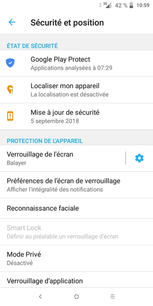 Sélectionnez Verroillage de l'écran