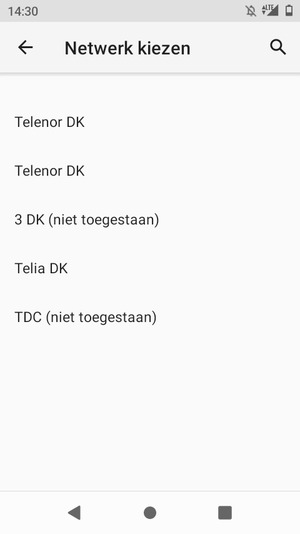 Selecteer een netwerkoperator uit de lijst