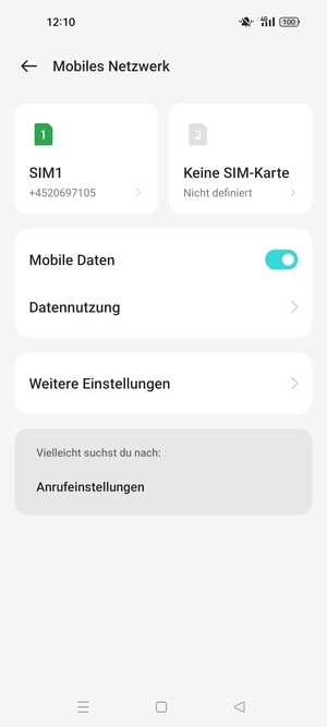 Wählen Sie SIM1 oder SIM2