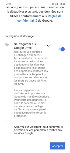 Sélectionnez Accepter