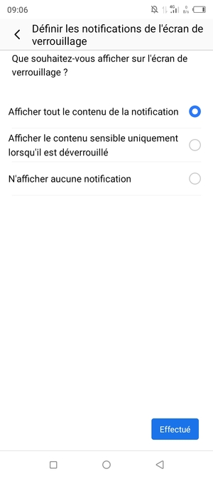 Sélectionnez votre option préférée et sélectionnez Effectué