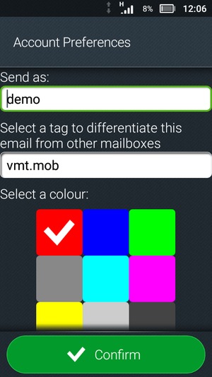 Give your account a name and enter your name. Select Confirm