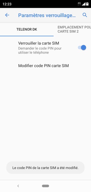 Votre code PIN de la carte SIM a été modifié