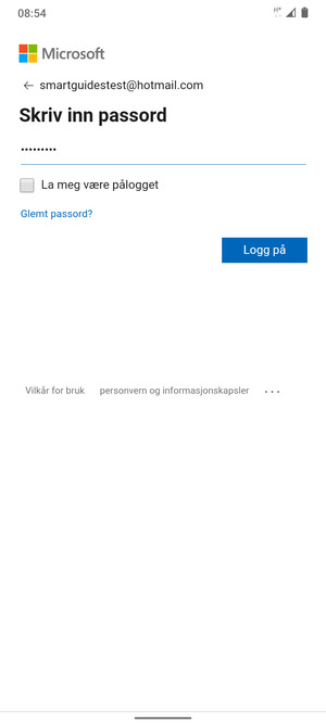 Skriv inn passord og velg Logg på