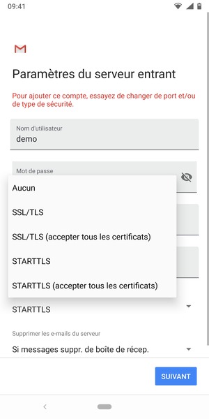 Sélectionnez Aucun puis SUIVANT