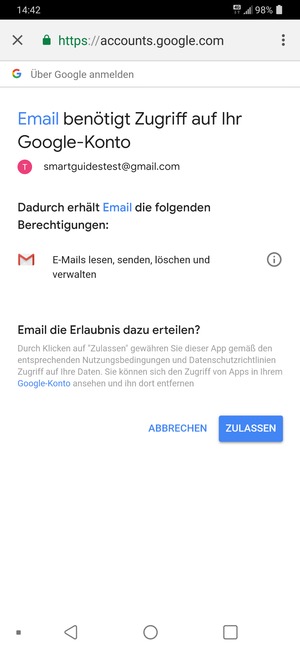 Wählen Sie ZULASSEN