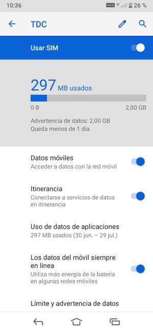 Activar o desactivar Itinerancia