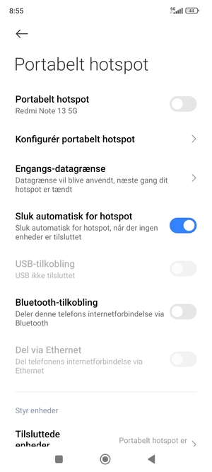 Vælg Konfigurér portabelt hotspot
