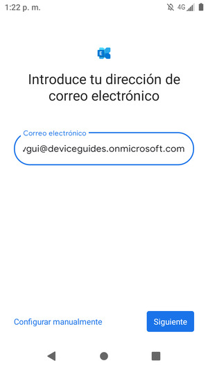 Introduzca su Dirección de correo electrónico y seleccione Configurar manualmente