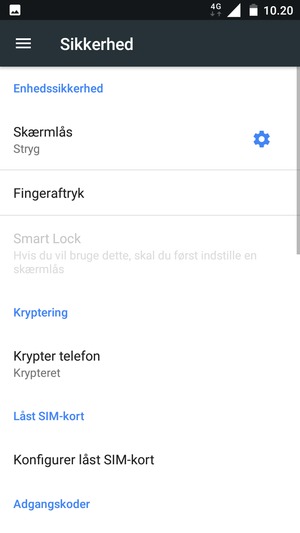 Vælg Konfigurer låst SIM-kort