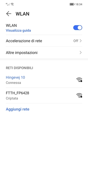 Ora sei connesso alla rete Wi-Fi