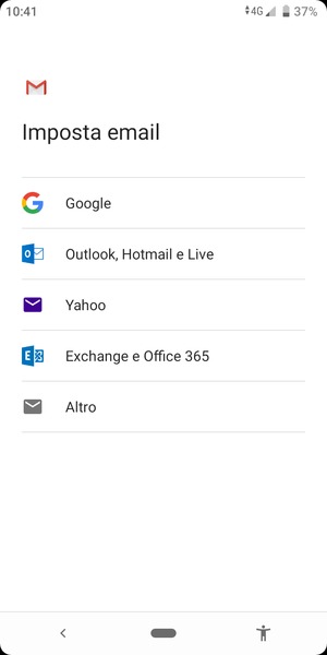 Seleziona Exchange e Office 365