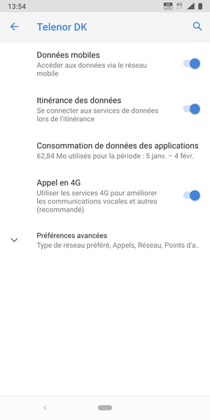 Activer ou désactiver Itinérance des données