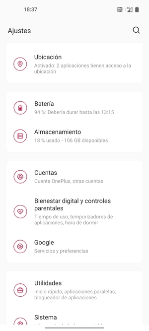 Desplácese y seleccione Cuentas