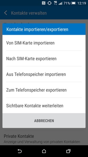 Wählen Sie Von SIM-Karte importieren