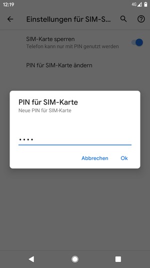 Geben Sie Ihre Neue PIN für SIM-Karte ein und wählen Sie OK