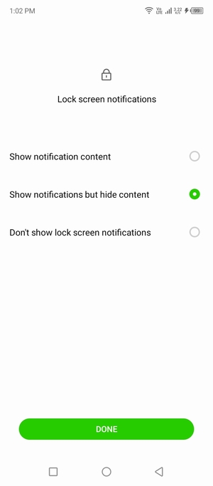Select your preferred option and select DONE