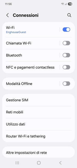 Seleziona Gestione SIM