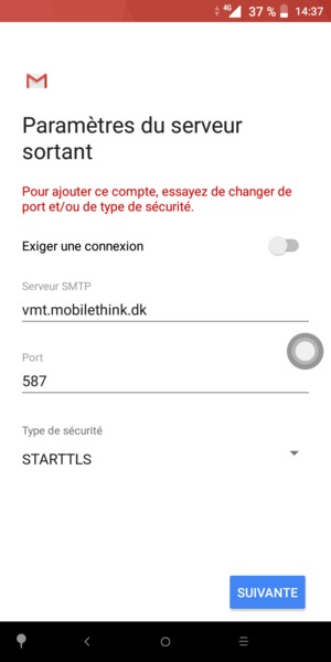 Sélectionnez Type de sécurité