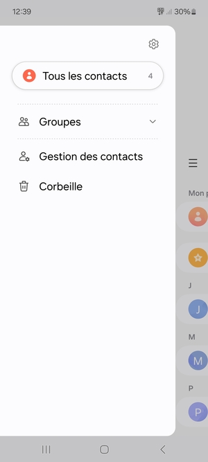 Sélectionnez Gestion des contacts