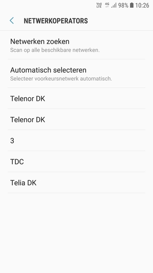 Selecteer een netwerkoperator uit de lijst