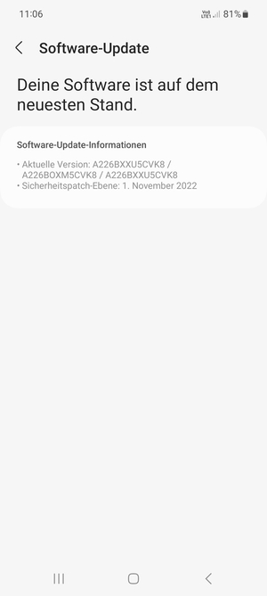Falls Ihr Handy aktualisiert ist, wird Ihnen der folgende Bildschirm angezeigt