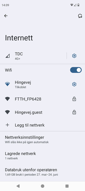 Du er nå koblet til Wi-Fi-nettverket