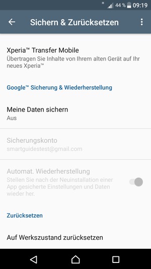 Scrollen Sie und wählen Sie Meine Daten sichern