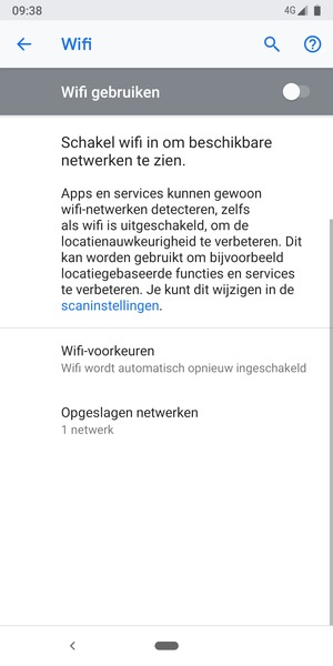 Schakel Wifi gebruiken in