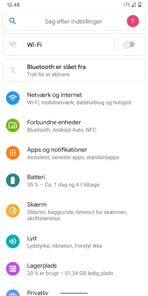 Vælg Netværk og internet