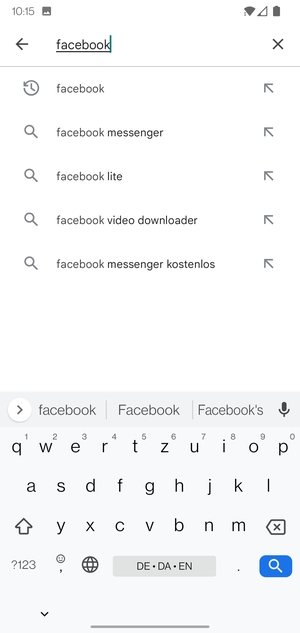 Geben Sie den Namen der App ein und wählen Sie Suchen