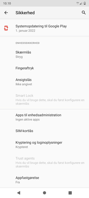 Scroll til og vælg SIM-kortlås