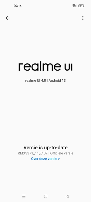 Als uw telefoon up-to-date is, zult u het volgende scherm zien