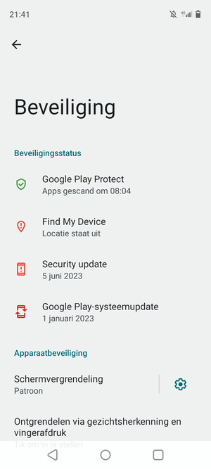 Uw telefoon is nu beveiligd met een schermvergrendeling