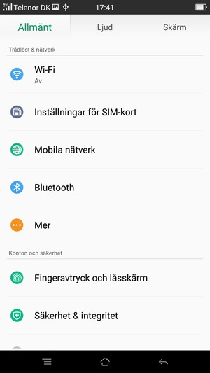 Välj Mobila nätverk