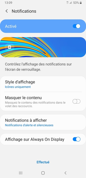 Sélectionnez votre options préférées et sélectionnez Effectué