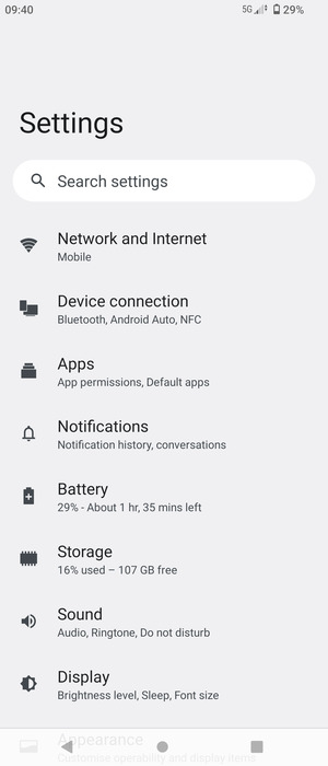Select Network and Internet